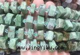 NGBS219 15 inches 10*14mm - 12*16mm faceted nuggets green opal beads