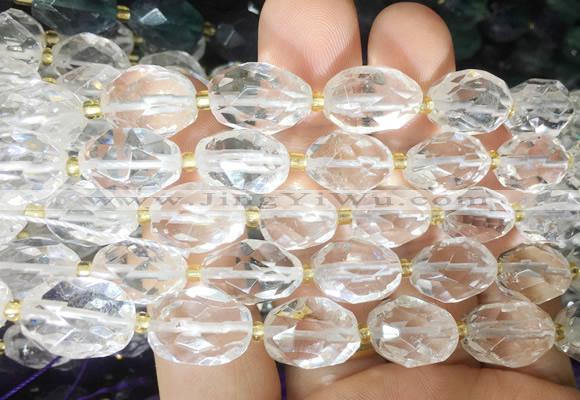 NGBS236 15 inches 8*12mm - 12*16mm faceted nuggets white crystal beads