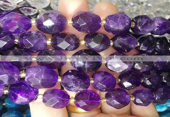 NGBS238 15 inches 8*12mm - 12*16mm faceted nuggets amethyst beads