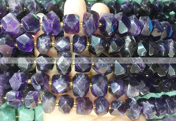NGBS261 15 inches 10*14mm - 12*16mm faceted nuggets amethyst gemstone beads