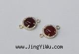 NGC1012 10mm flat round agate gemstone connectors wholesale