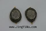 NGC1101 25*35mm teardrop druzy agate connectors wholesale