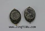 NGC1108 25*35mm oval druzy agate connectors wholesale