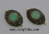 NGC1175 25*35mm oval Australia chrysoprase connectors wholesale