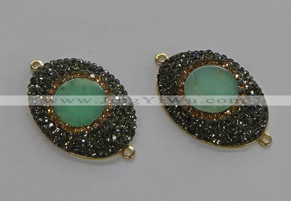 NGC1175 25*35mm oval Australia chrysoprase connectors wholesale