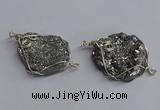 NGC1319 25*30mm - 30*35mm freeform plated druzy agate connectors