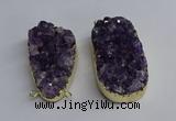 NGC1323 35*50mm - 40*60mm freeform druzy amethyst connectors