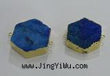 NGC1331 30*30mm - 35*35mm hexagon druzy agate connectors