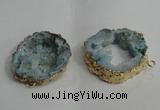 NGC139 30*40mm - 35*45mm freeform plated druzy agate connectors