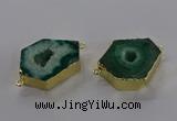 NGC1429 18*25mm - 25*35mm hexagon druzy agate connectors