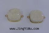 NGC1500 25*25mm square druzy quartz gemstone connectors wholesale