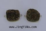 NGC1501 25*25mm square druzy quartz gemstone connectors wholesale