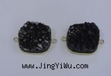 NGC1502 25*25mm square druzy quartz gemstone connectors wholesale