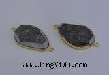 NGC1524 18*28mm freeform druzy quartz gemstone connectors wholesale