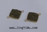 NGC1536 18*18mm diamond druzy quartz gemstone connectors wholesale