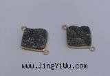 NGC1537 18*18mm diamond druzy quartz gemstone connectors wholesale