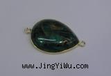 NGC1550 22*30mm teardrop malachite & pyrite gemstone connectors