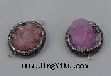 NGC1623 20mm - 28mm flat round druzy quartz connectors wholesale