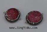 NGC1624 20mm - 28mm flat round druzy quartz connectors wholesale