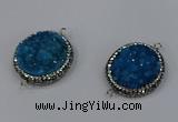 NGC1625 20mm - 28mm flat round druzy quartz connectors wholesale