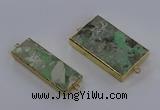 NGC1711 15*30mm - 25*45mm rectangle green gemstone connectors