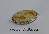 NGC1820 35*50mm oval agate gemstone connectors wholesale