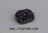 NGC1857 15*35mm - 22*30mm rectangle plated druzy amethyst connectors