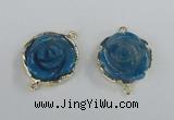 NGC290 23*25mm - 26*28mm carved flower agate gemstone connectors