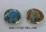 NGC300 35mm flat round agate gemstone connectors wholesale
