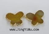 NGC316 30*38mm butterfly agate gemstone connectors wholesale