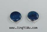NGC381 18mm flat round agate gemstone connectors wholesale