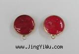 NGC392 18mm flat round agate gemstone connectors wholesale