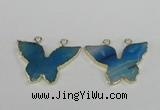 NGC409 30*40mm butterfly agate gemstone connectors wholesale