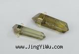 NGC422 12*45mm - 15*50mm faceted nuggets lemon quartz connectors