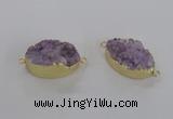 NGC472 20*30mm oval druzy agate gemstone connectors wholesale