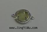 NGC5023 20mm flat round lemon quartz with rhinestone connectors