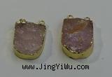 NGC5026 20*35mm - 25*40mm freeform rose quartz connectors