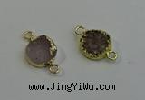 NGC5049 12mm - 14mm flat round druzy agate connectors