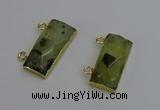NGC5100 12*30mm - 15*35mm rectangle green rutilated quartz connectors