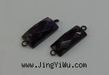NGC5199 12*30mm - 15*30mm faceted rectangle amethyst connectors