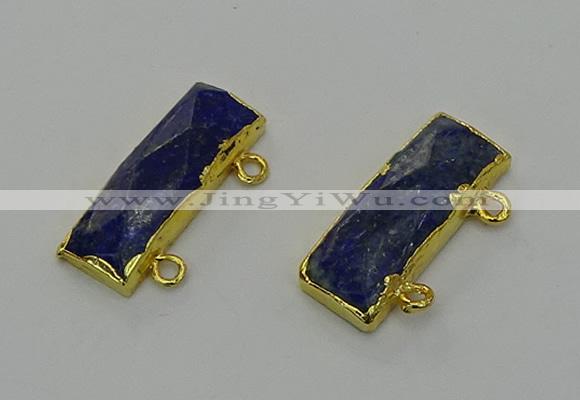 NGC5309 12*30mm - 15*35mm faceted rectangle lapis lazuli connectors