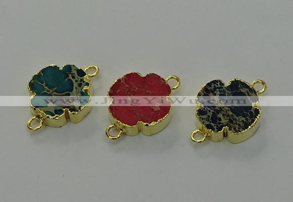 NGC5345 20mm flower sea sediment jasper connectors wholesale