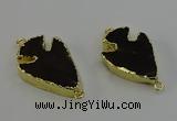 NGC5386 20*35mm - 25*40mm arrowhead smoky quartz connectors