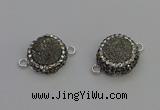 NGC5464 14mm - 15mm flower plated druzy agate connectors wholesale
