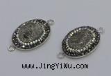 NGC5470 18*25mm oval plated druzy agate gemstone connectors