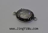 NGC5525 16*20mm oval rose quartz connectors wholesale