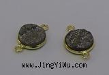 NGC5594 15mm - 16mm coin plated druzy agate connectors wholesale