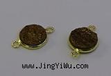 NGC5595 15mm - 16mm coin plated druzy agate connectors wholesale