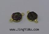 NGC5598 15mm - 16mm coin plated druzy agate connectors wholesale