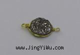 NGC5605 15mm - 16mm coin plated druzy quartz connectors wholesale